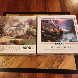 Thomas Kinkade 1000 Piece Puzzles Lot Of 2 Cute Cottage Home Themes